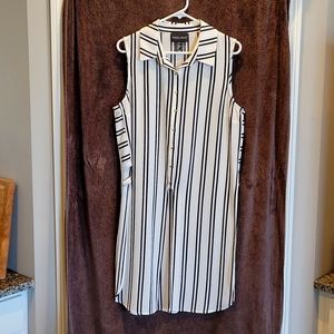 Frank Lyman striped tunic vest, sz 12, ivory/black